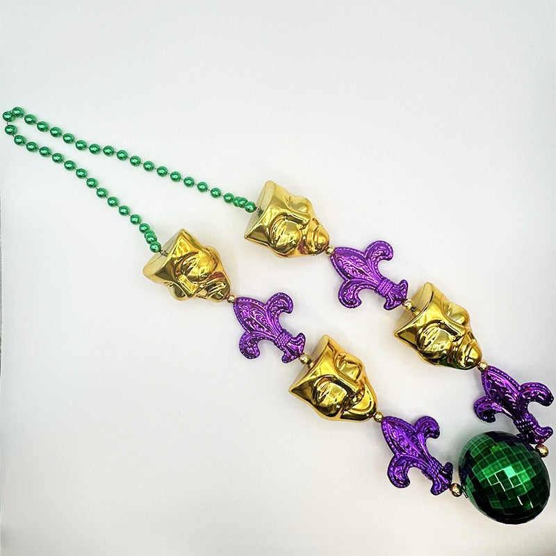 48 in/30 Mask fleur de lis bead