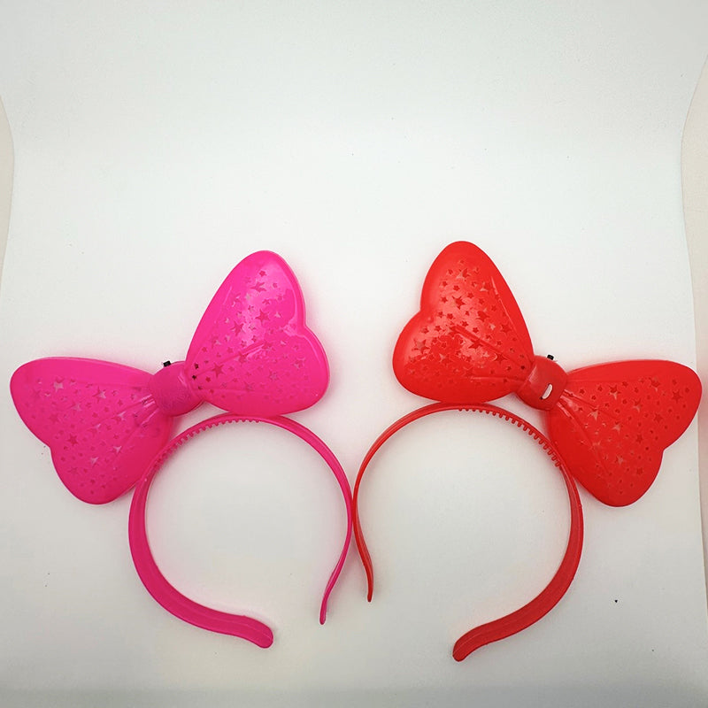 LED bowknot hair band pink and red