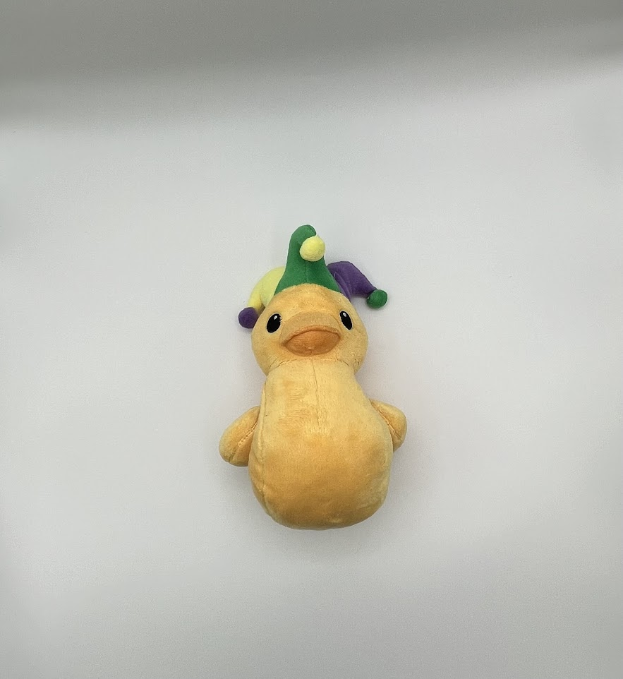 Plush Mardi Gras Rubber Duck 10 by 5 in