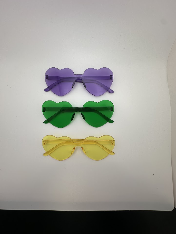 Ppg heart novelty glasses purple/green/gold