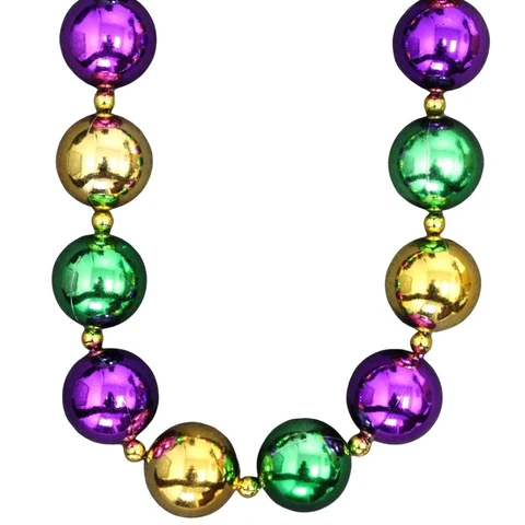 48" 50mm Purple, Green and Gold Round Balls Necklace