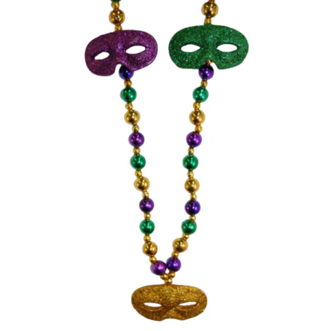 38" MaskPurple, Greenand GoldMardi GrasBeads