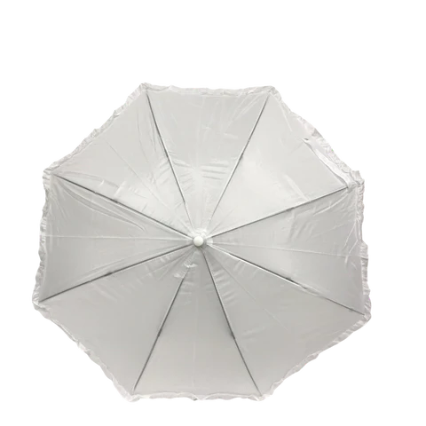 White Umbrellawith Ruffle 17.75"