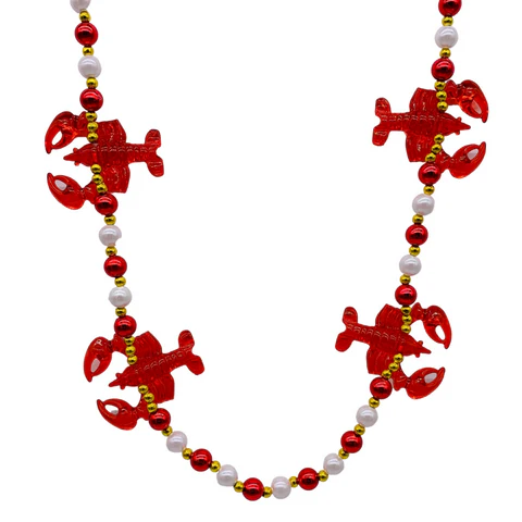 40" Crawfishwith Redand PearlWhite Beads