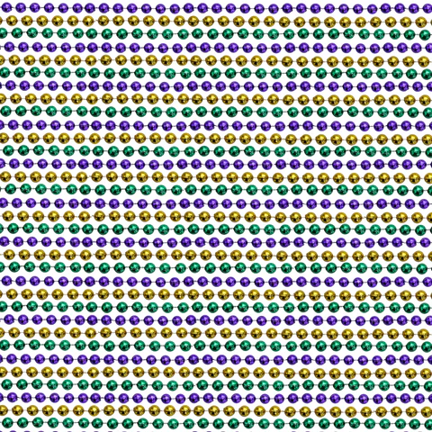 48" 7mm Round Metallic Purple, Gold and Green Mardi Gras Beads