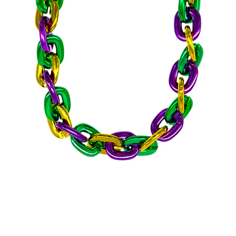 36" Jumbo Purple, Green, & Gold Chain Link Necklace