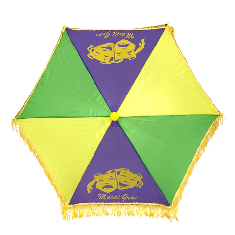 Purple, Green and Gold Umbrella with Fringe 14.5"